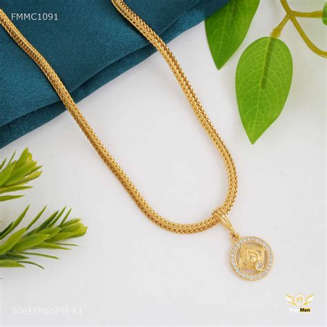 Round X Dimond cut Pendent with Snak chain for Man - FMMC1091 – Freemen®