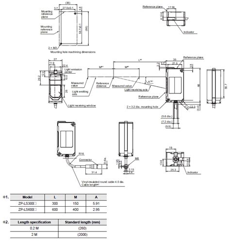 ZP-L Laser Displacement Sensor/Dimensions | OMRON Industrial Automation ...
