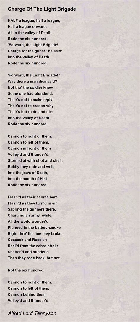 Charge Of The Light Brigade Poem by Alfred Lord Tennyson - Poem Hunter