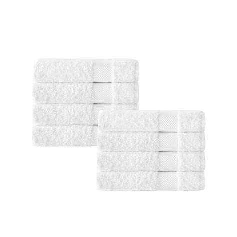 Enchante Home 8-Piece White Turkish Cotton Quick Dry Wash Cloth (Kansas ...