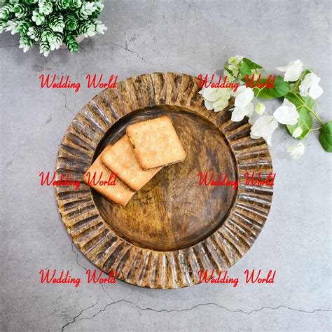 Wooden Charger Plate Round Shape Mother Of Pearl Serving Platter ...