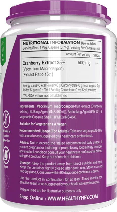 Buy HEALTHYHEY NUTRITION CRANBERRY EXTRACT URINARY TRACT HEALTH - 60 ...