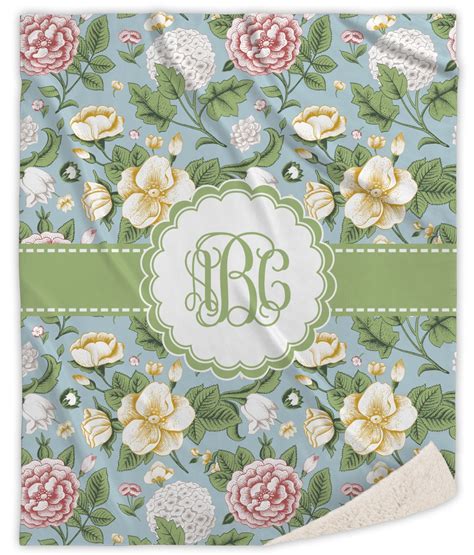 Custom Vintage Floral Sherpa Throw Blanket (Personalized) | YouCustomizeIt