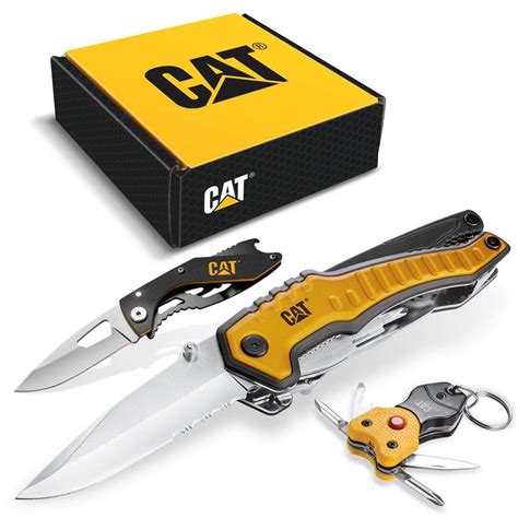 CAT 3-Piece 9-in-1 Multi-Tool, Knife, and Multi-Tool Key Chain Gift Box ...