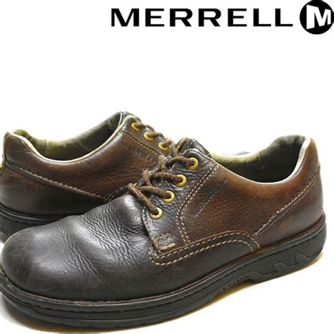 1点物 メレルMERRELL革靴レザーシューズ茶アウトドアスニーカー古着メンズ27レディースOKアメカジ90sストリートUS9中古ブランドくつ ...