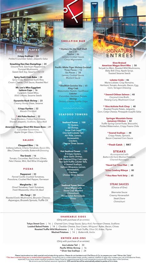Fahrenheit Charlotte Menus