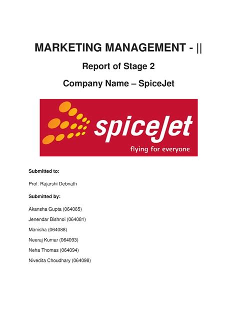 Group 2 stage 2report - ..... - MARKETING MANAGEMENT - || Report of ...