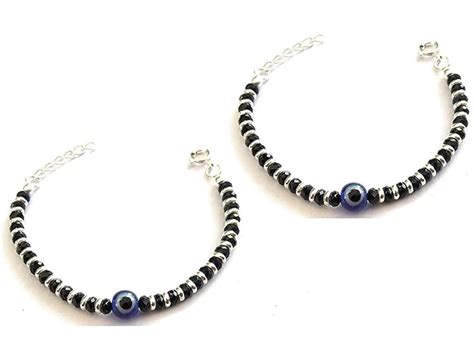 KUKSHYA Exclusive 925 Evil Eye Nazariya Bracelet with Black & Silver ...