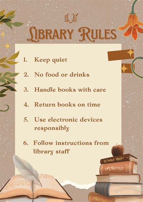 Library Rules Poster 的图像结果