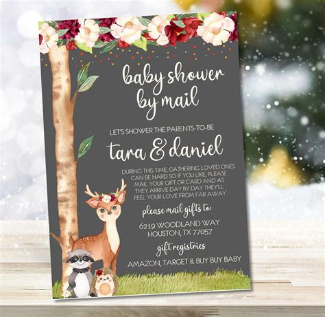 Woodland Themed Baby Shower Invitations Enchanted Forest Baby Shower