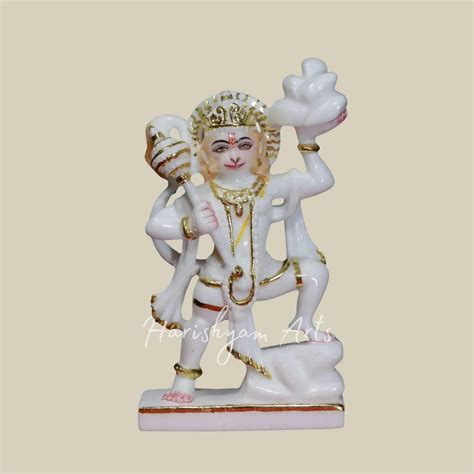 10" Veer Hanuman Carrying Mountain Marble Deity