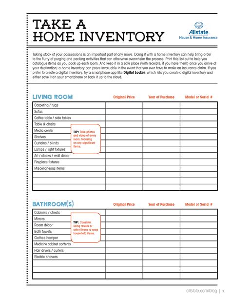 Image result for Printable Home Inventory