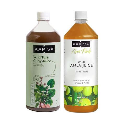 Kapiva Wild Tulsi Giloy 1L + Kapiva Wild Amla Juice 1L | Boosts ...