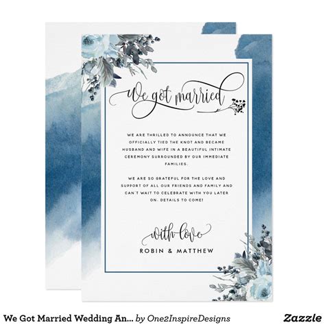 We Got Married Wedding Announcement in Blue | Zazzle | We get married ...