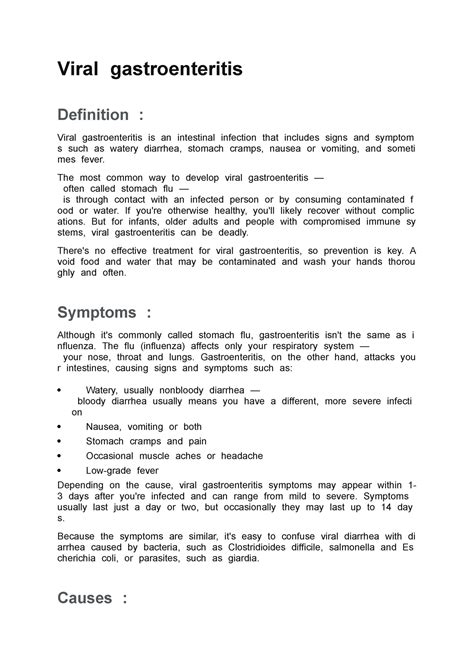 Viral gastroenteritis - ViralTgastroenteritis DefinitionT: - Studocu