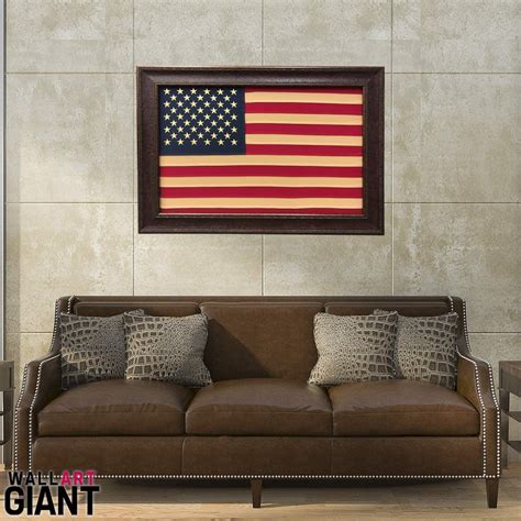 Large Framed American Flag | Real Cotton Cloth Embroidered Flag | Hand ...