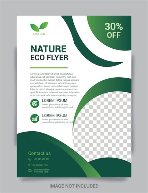 Eco nature flyer template with green abstract design and discount offer ...