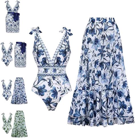 Vevri Swimsuit Matching Skirt V-Neck One Piece Set, Vevri Swimsuit with ...