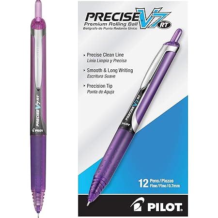 Pilot Precise V7 RT Retractable Rolling Ball Pens, Fine Point, Purple ...