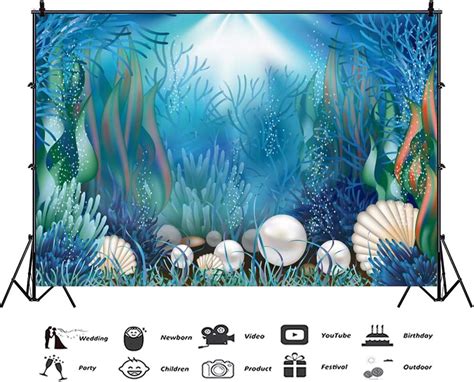 Buy AOFOTO 7x5ft Fairytale Undersea Pearl Shell Backdrop Deep Sea ...