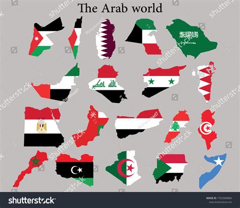 Arab World Maps Flags Vector Type Stock Vector (Royalty Free ...