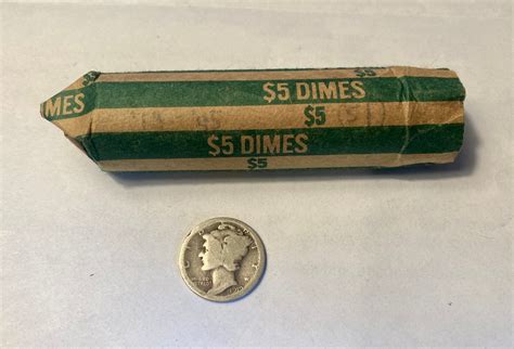 U.SA. SILVER Dime Roll, Mercury Dime Coin Roll Years Ranging From 1919 ...