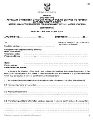 ZA J100 - Fill and Sign Printable Template Online