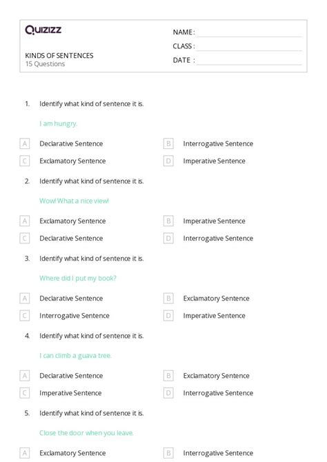 50+ Sentences worksheets for 6th Class on Quizizz | Free & Printable