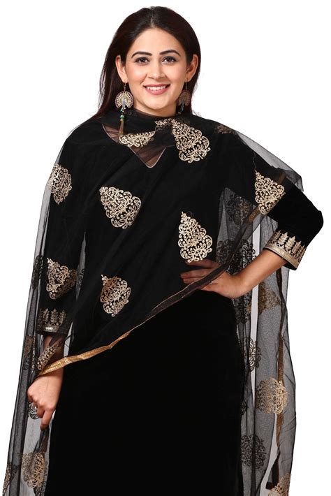 Festive Black Straight Velvet Kurti with Straight Pants and Black Net ...