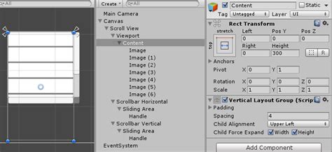 Unity 3D Vertical Layout Group 的图像结果