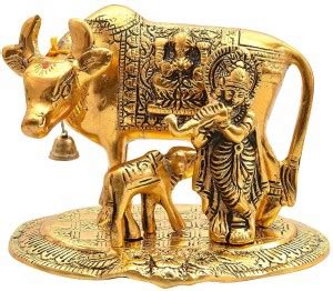 Pinkcity Forever Metal Golden Kamdhenu Cow with Calf | Spiritual Vastu ...