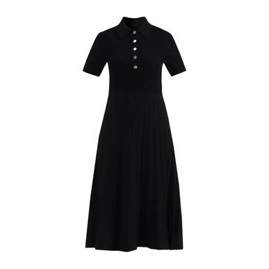 Buy Women Black Fit And Flare Polo Short Sleeves Midi Dress Online at ...
