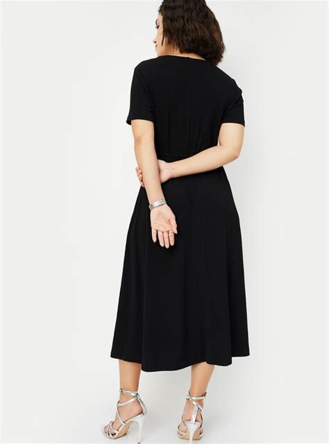 Buy Women Solid Knit Belted Midi Dress Online at just Rs. 1199.0 ...