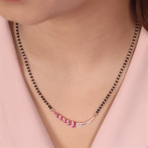 Leafy Charm Rose Gold Plated 925 Sterling Silver Mangalsutra – Zavya