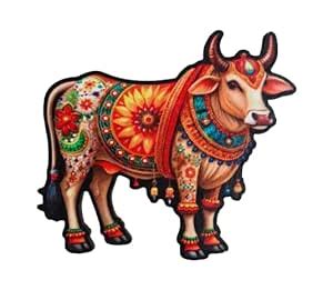 Buy Decorative Nandi Bull Fridge Magnet, Traditional Indian Art Design ...