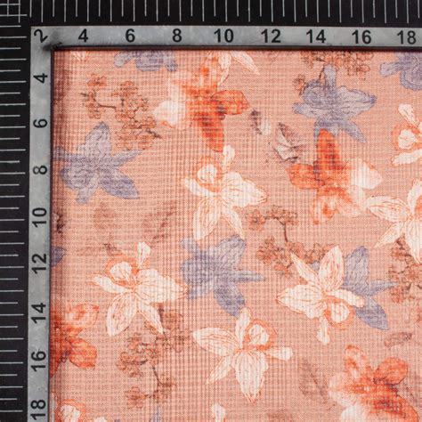 Dusty Pink And Blush Red Floral Pattern Digital Print Kota Doria Fabri ...