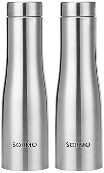 Amazon Brand - Solimo Curved Stainless Steel Water Bottle, Set of 2, 1 ...