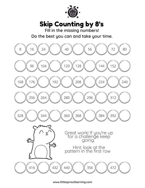Skip Counting By 8’s | Little Sprout Art + Learning Lab
