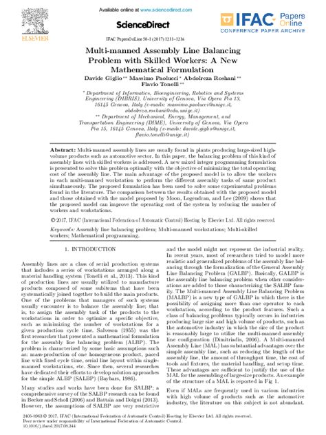 Image result for The Assembly Line Balancing Problem : Review articles * Assembly Line Balancing Methods