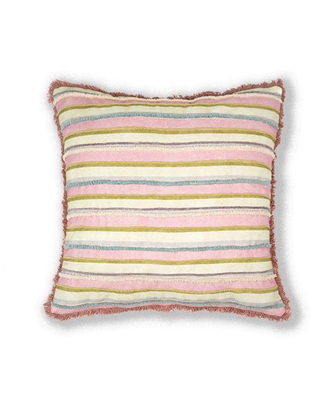 Stripy Pastels embroidered cushion cover – House Of Ikari