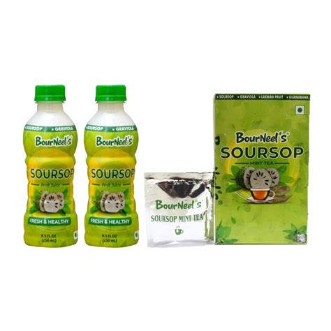 BourNeel's® Pack of 2 (2 Soursop Juice Bottles + 1 Soursop Mint Tea Box ...