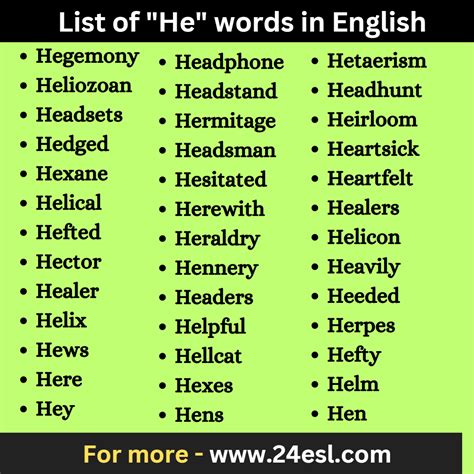 List of “He” words in English - 24esl.com