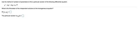 Image result for Variation of Parameters Particular Solution