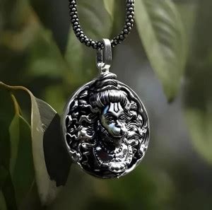 ROOTWAVE Bajrang Bali Hanuman Ji Pendant Oxidised Silver Chain For Men ...