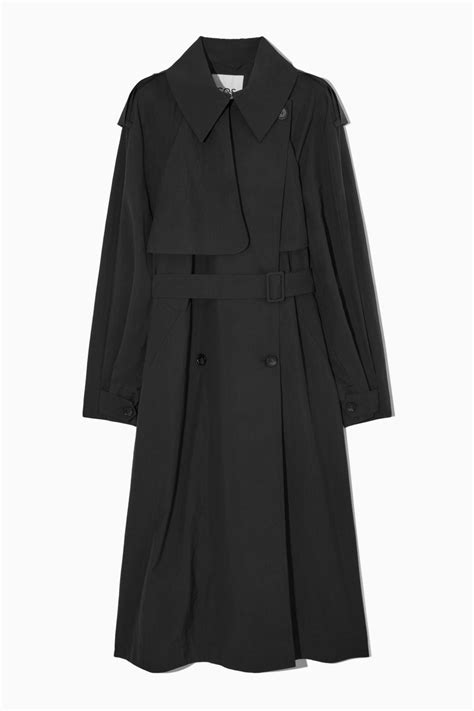 COS Oversized Lightweight Trench Coat in BLACK | Endource