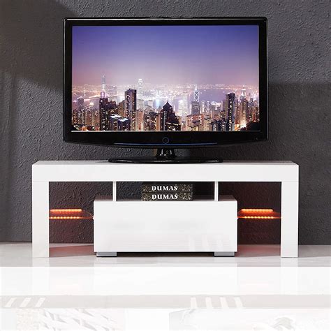 Buy mecor Modern White TV Stand with LED Light, High Gloss TV Stand for ...