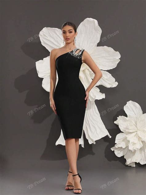 Robe moulante noire Robe moulante de luxe 2025 avec strass Robes de ...