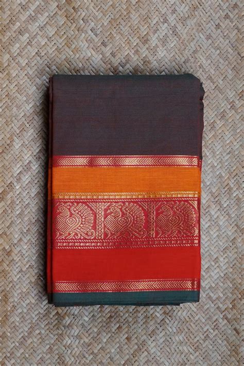 Green & Red Cotton Chettinad Saree – madhurya.com