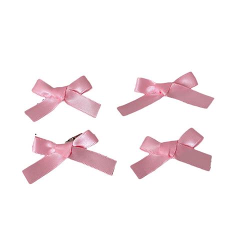 Light Pink Ribbon 3cm bow mini hairpin (10 Pc Set Card packing ...
