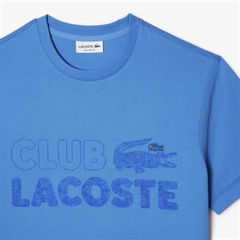 Lacoste Blue Short Sleeves Vintage Print Organic Cotton T-shirt for Men ...